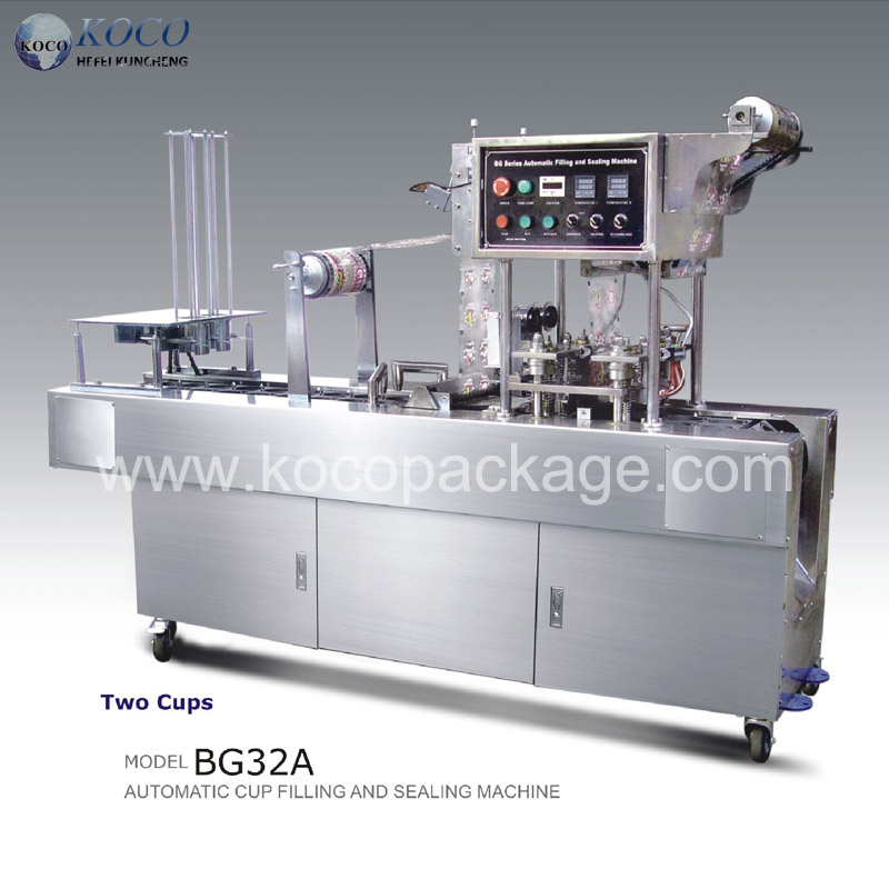 Yogurt cup filling and sealing machine